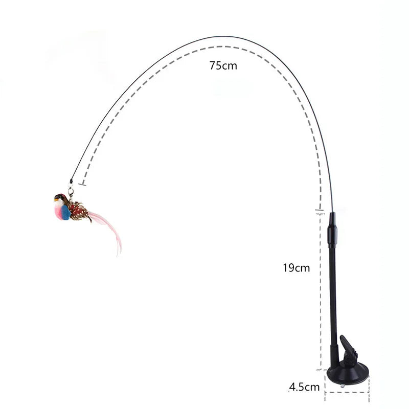 Cat Teasing Stick with Simulated Bird Feather - Interactive Cat Toy