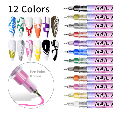 BORN PRETTY Nail Art Graffiti Pen Waterproof Painting Drawing Pen Brushes Dot Liner Pen DIY Nail Art Design Tool Manicure