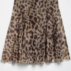 MUJER Leopard Print Tulle Dress