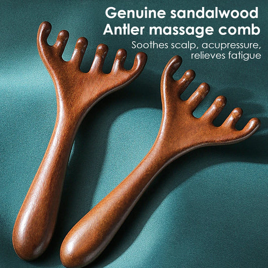 Wooden Meridian Massage Comb - 6-Claw Head Massager for Blood Circulation & Relaxation