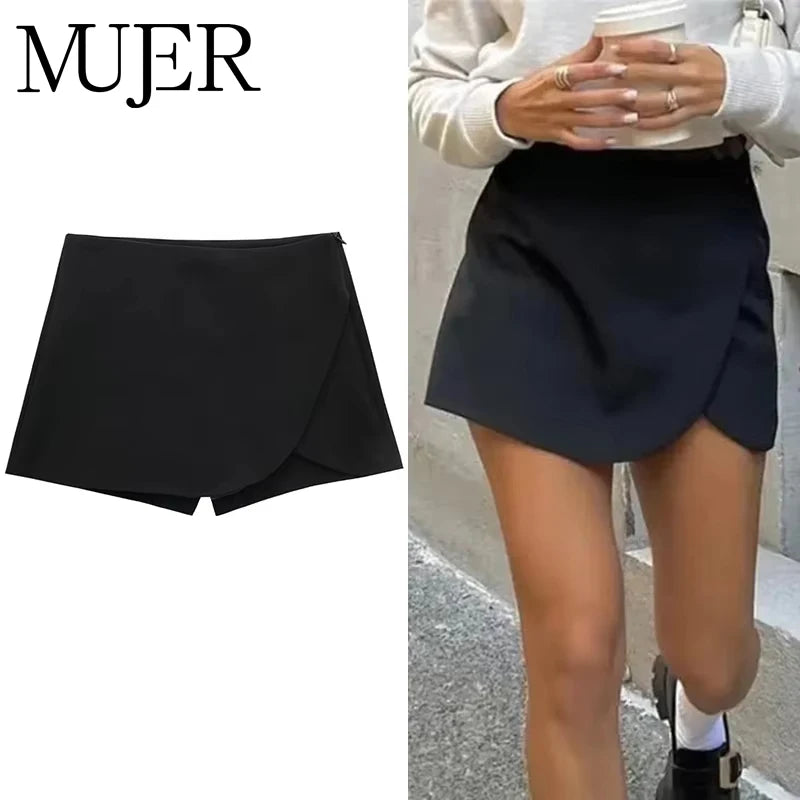 MUJER 2025 Black Mini Skirt Shorts