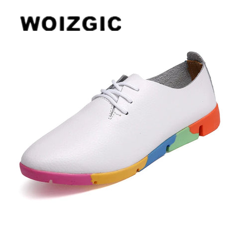 WOIZGIC Dames Casual Leren Flats