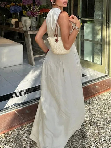 MUJER Zipper Long Dress - Elegant Summer Midi Dress