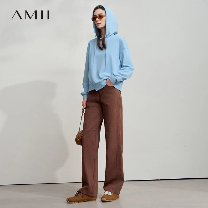 AMII Minimalist Women Hoodie Cotton 2025