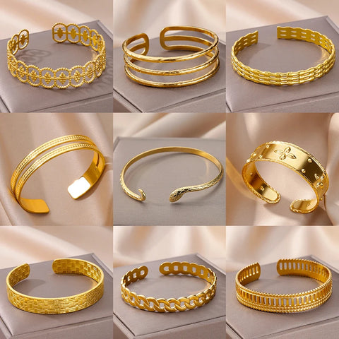 Vintage Snake Bangle Bracelet for Women - Stainless Steel Animal Aesthetic Jewelry