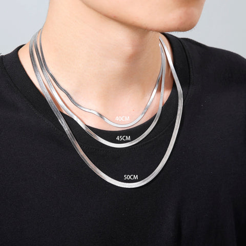 Skyrim Stainless Steel Snake Chain Necklace - Gold Herringbone Choker for Men & Women - Trendy Jewelry Gift 2025