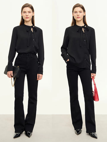 AMII Minimalism Chiffon Women Blouse 2024