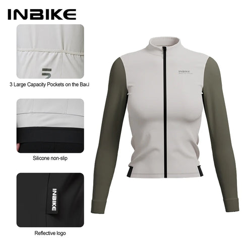 INBIKE Winter Fleece Women's Long Sleeve Jersey - Thermal Cycling Suit for Mountain and Road Biking