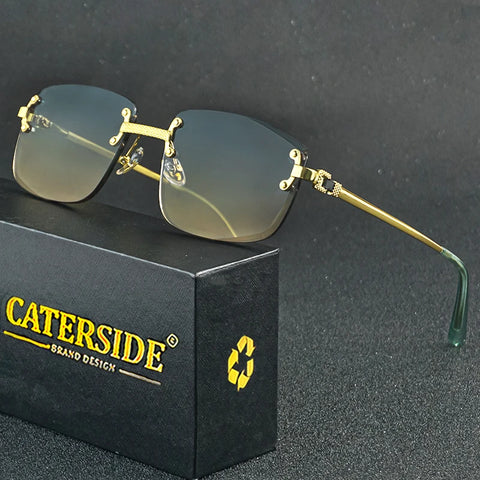 CATERSIDE Retro Randloze Vierkante Zonnebril met Gradiënt - Hoogwaardige UV400 Unisex Feestzonnebril