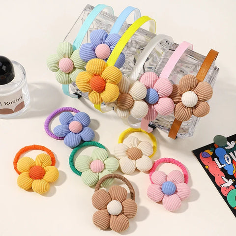 Lovely Kids Hair Band - Colorful Flower Shape Hair Hoop with Dopamine Glitter