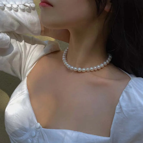 Vintage White Imitation Pearl Chain Choker Necklace for Women - 2025 Trendy Wedding Jewelry Gift