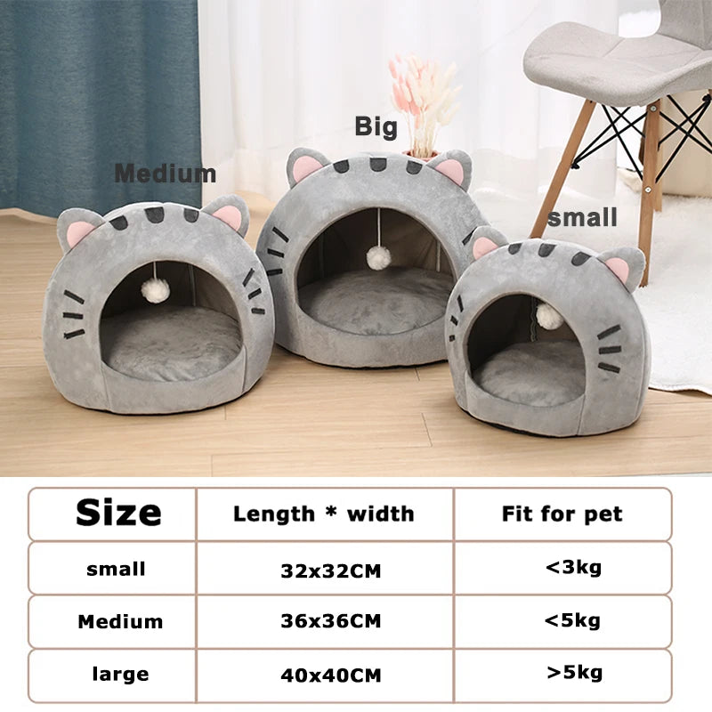 Cozy Super Cat Bed for Cats and Small Dogs - Plush Tent Style Pet House