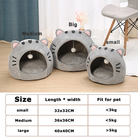 Gezellig super kattenbed voor katten en kleine honden - Pluche tent-stijl huisdierenhuis