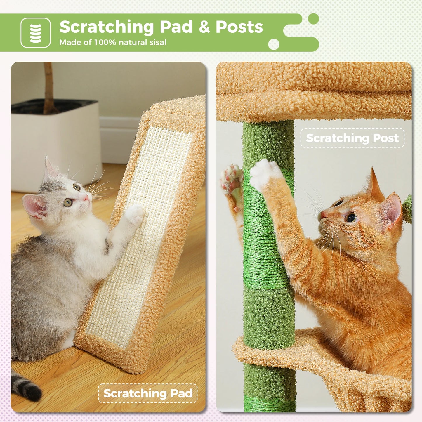 Cat Tree for Indoor Cats - Small Cat Tower with Cozy Condo, Hammock & Scratching Posts