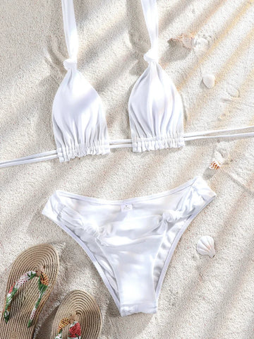 ZRTAK Red Knot Bikiniset – Effen string tweedelig badpak voor dames
