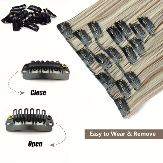 Long Straight 16 Clips Hair Extensions Set