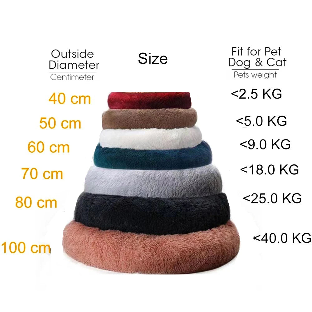 Plush Round Donut Dog Bed - Cozy & Stylish Bed for Medium to Large Pets
