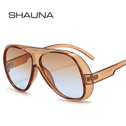SHAUNA Oversized Pilotenzonnebril – Retro Gradient Mirror UV400 Unisex Zonnebrillen