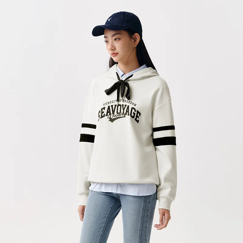 Semir Women's Letter Print Loose Drop Shoulder Hoodie