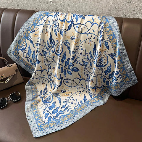 Luxury Silk Plaid Scarf for Women