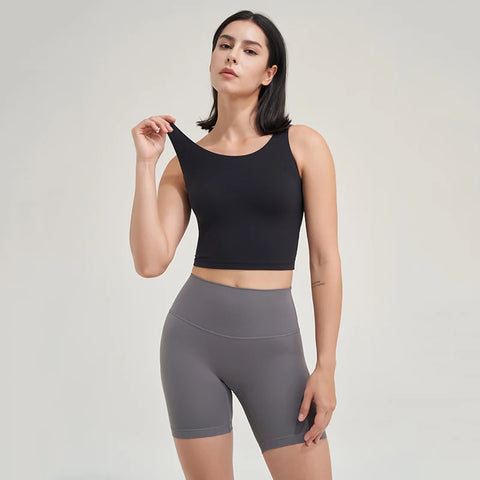 SOISOU Ribstof Yoga Shorts met Hoge Taille voor Dames