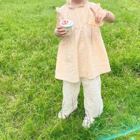 Cotton and Linen Cropped Trousers for Kids