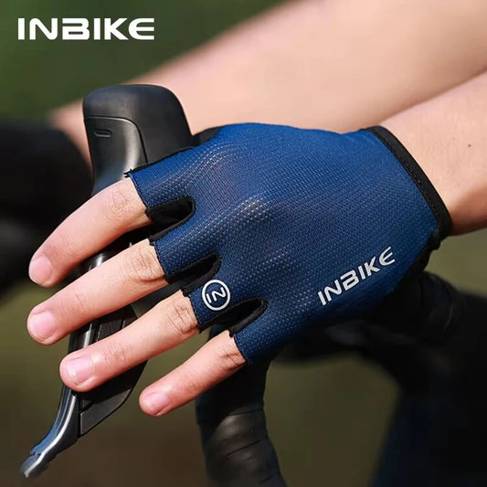INBIKE Halfvinger fietshandschoenen – Ademende zomer MTB-handschoenen met schokabsorptie