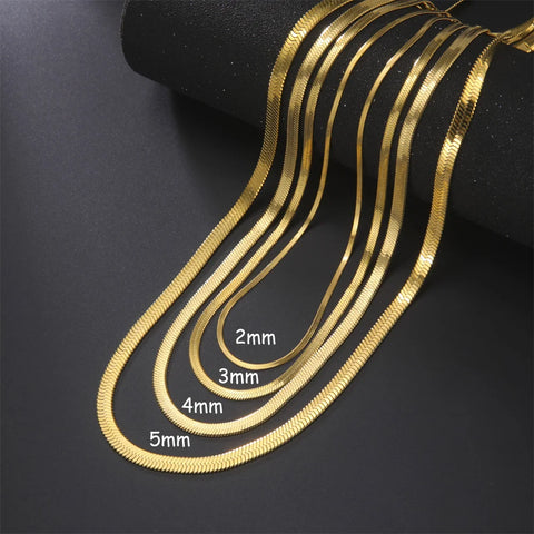 Skyrim Stainless Steel Snake Chain Necklace - Gold Herringbone Choker for Men & Women - Trendy Jewelry Gift 2025