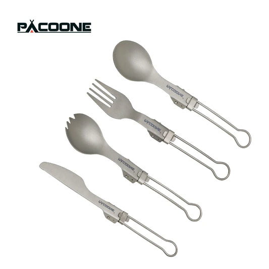 PACOONE Camping Titanium Spork - Ultralight Outdoor Tableware for Hiking and Traveling