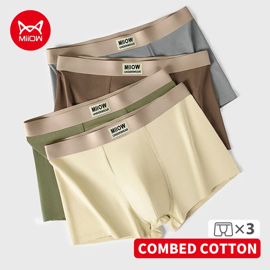 MiiOW 3Pcs Organic Cotton Men's Boxer Shorts