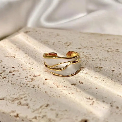 Retro Gold Color Double Oil Drip Open Rings for Women - Luxury Irregular Adjustable Finger Ring 2025