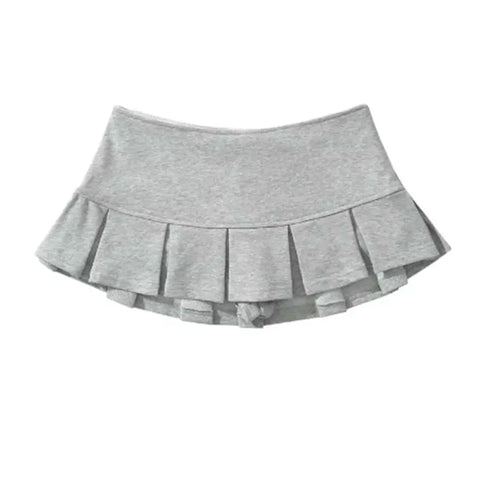 Mooyufon Y2K minirok voor dames - lichtgrijze vintage A-lijn geplooide rok 