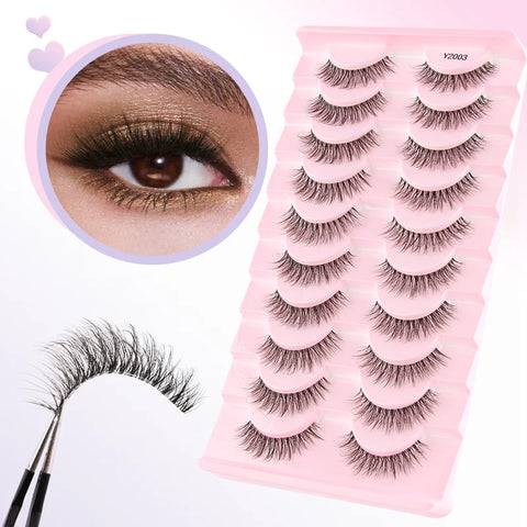YSDO Natural Mink Eyelashes - 3/6/10 Pairs Wispy Faux 3D Lashes