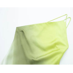 MUJER Tie Dye Long Dress - Asymmetric Satin Backless Evening Dress