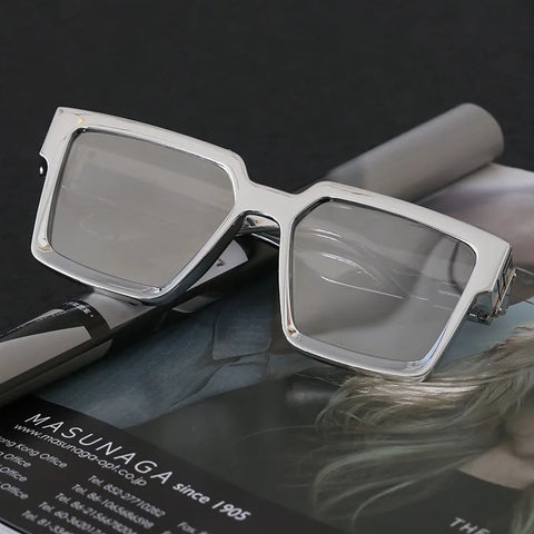SHAUNA Retro Square Sunglasses – Candy-Color Silver Mirror UV400 Unisex Summer Shades