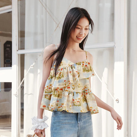 Semir Vacation Style Blouse voor Dames - Haltertop met Ruches 