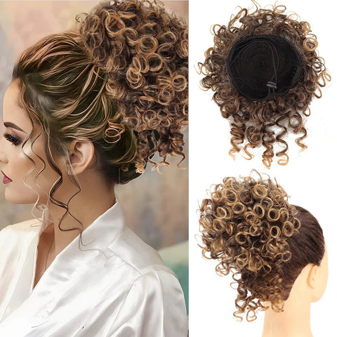 Messy Hair Bun Hair Piece - Large Curly Loose Wave Ponytail Extension