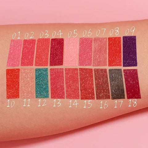 18 Color Diamond Glitter Lip Gloss - Waterproof Long Lasting Matte Liquid Lipstick for Women