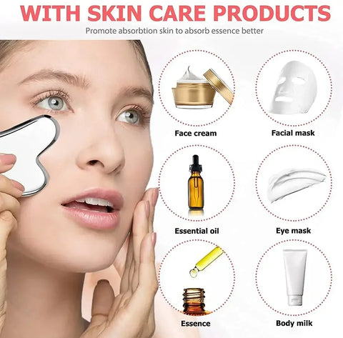 Stainless Steel Gua Sha Board for Face and Body Massage - Facial Scraping Plate and Spa Scraper