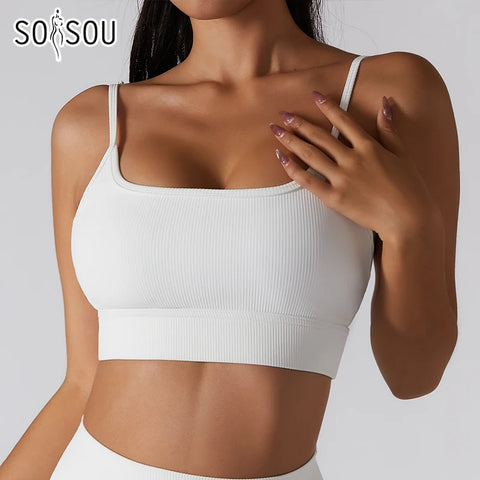 SOISOU Nieuwe Yoga BH Top voor Dames - Ademende Sport BH