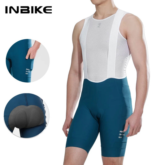 INBIKE Summer Cycling Bib Shorts - 3D Padded Men's MTB and Road Cycling Pants