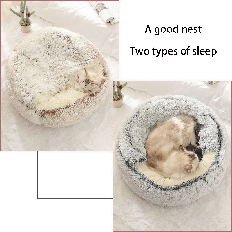 Warm & Soft Plush Cat Bed – Round Pet Mattress for Small Dogs and Kittens