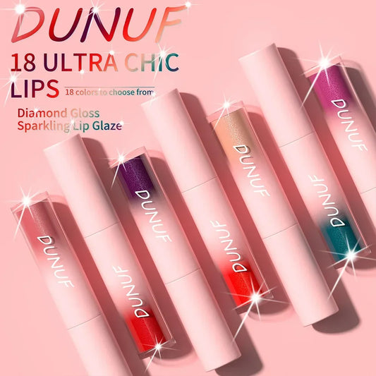 18 Color Diamond Glitter Lip Gloss - Waterproof Long Lasting Matte Liquid Lipstick for Women