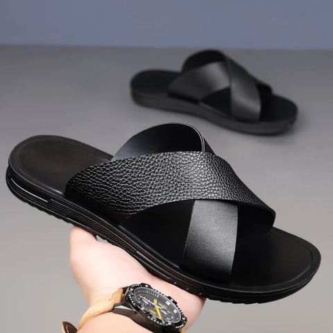 Men's Fashion Casual Leather Slides