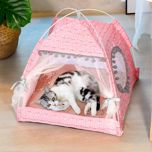 Cat Broken Flower Tent - Semi Enclosed Nest for Dogs and Cats