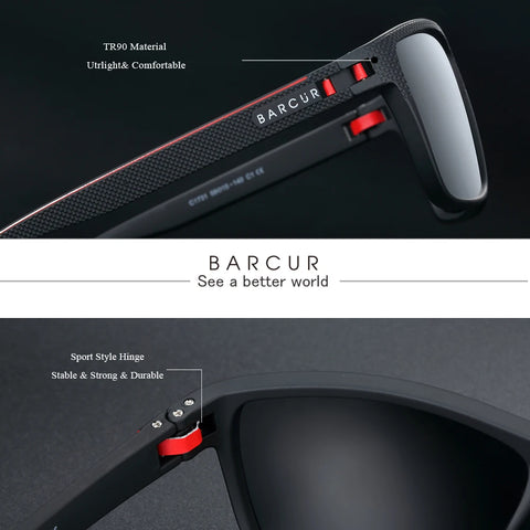 BARCUR TR90 gepolariseerde sportzonnebril – lichtgewicht UV400 unisex zonnebril voor vissen en reizen