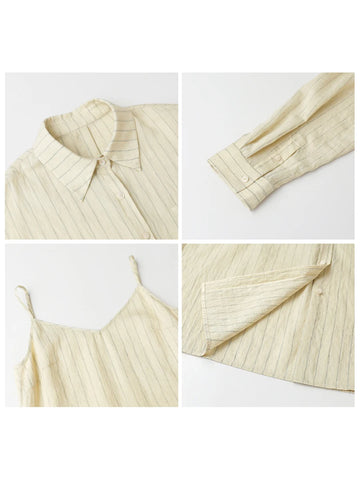 CHIC VEN Women Dress Sets - Stripe Shirt & Loose Casual Dress