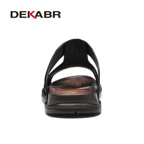 DEKABR Herren-Sommersandalen – Rindsleder, offene Zehenpartie, Slip-On 