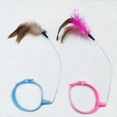 Interactive Cat Teaser Neck Collar with Feather and Bell