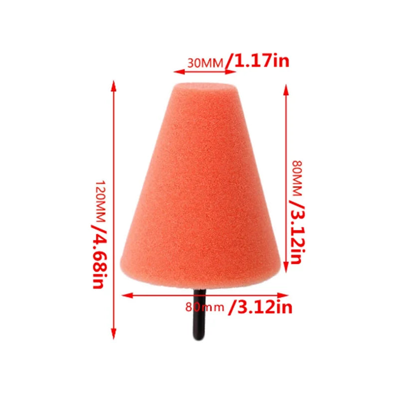 Car Hub Polishing Sponge Grinding Head - Conical Sponge Wheel for Metal & Plastic